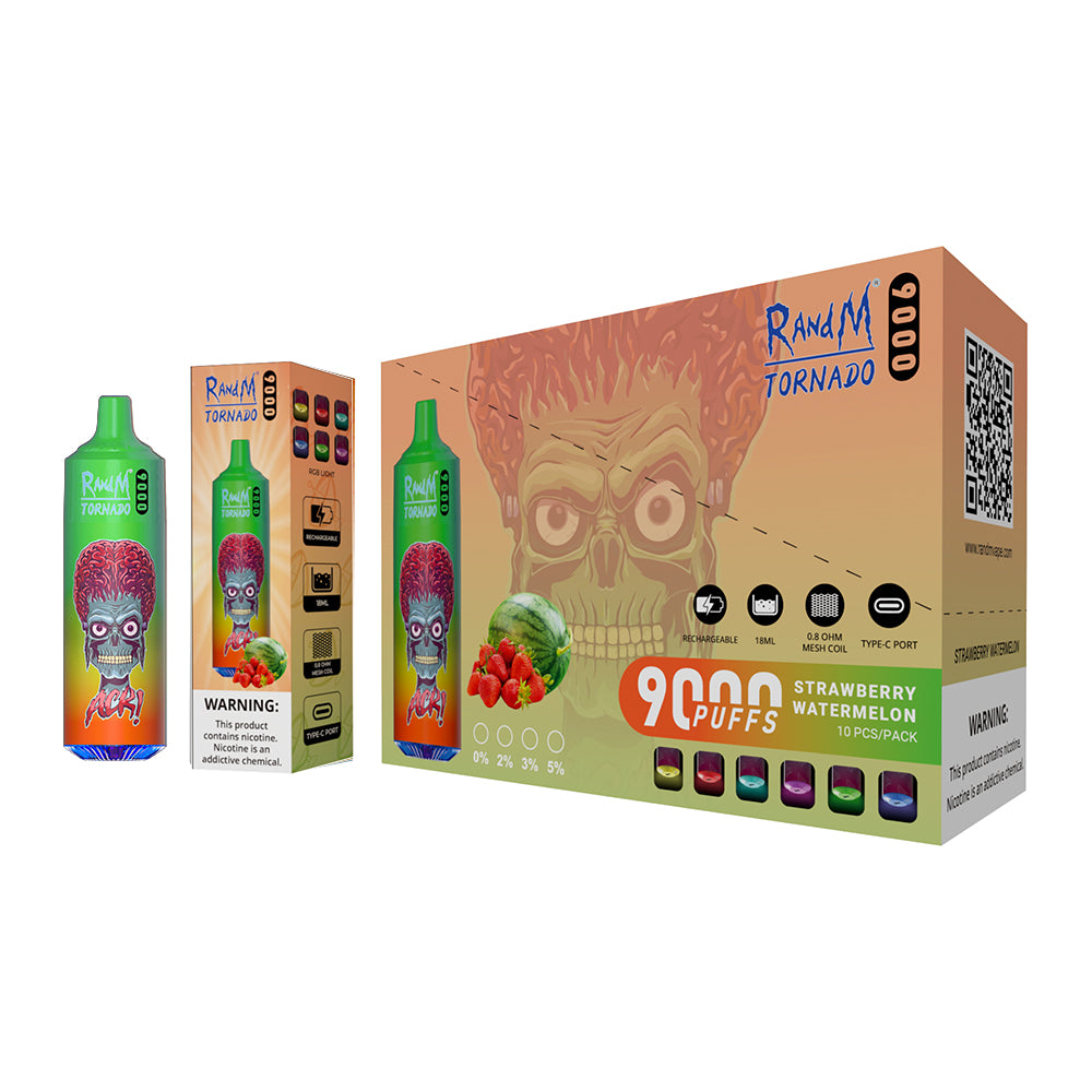 RAndM Tornado 9000 Puffs Disposable Vape (Bote de 10) Euro Vapes RAndM Tornado 9000 Puffs Disposable Vape (Bote de 10) Euro Vapes